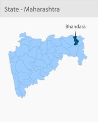 Obraz premium Bhandara-Maharashtra_Map detailed map illustration graphic for educational reference, geographic visualization, design layouts, presentations, digital