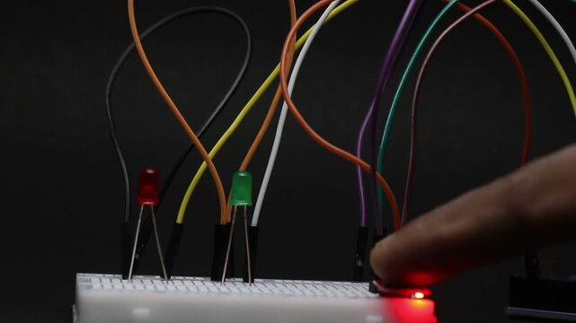 Touch sensor module is acting as a switch to turn on and off the LED connected to breadboard using the jumper cables