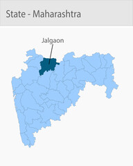 Fototapeta premium Jalgaon-Maharashtra_Map detailed map illustration graphic for educational reference, geographic visualization, design layouts, presentations, digital