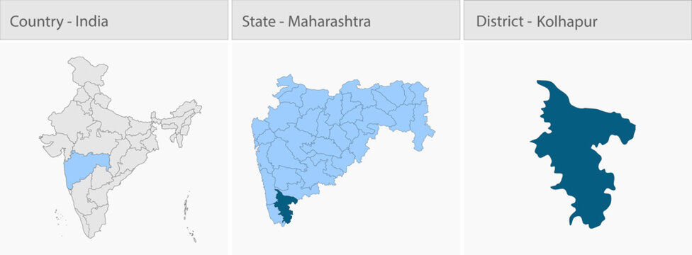 Kolhapur_Map_Vector detailed map illustration graphic for educational reference, geographic visualization, design layouts, presentations, digital medi