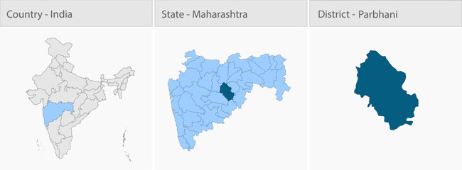Fototapeta premium Parbhani_Map_Vector detailed map illustration graphic for educational reference, geographic visualization, design layouts, presentations, digital medi