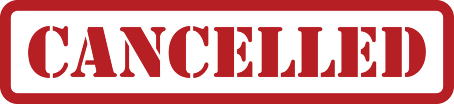 A bold red cancelled stamp appears on a clean white background, indicating an official revocation or termination