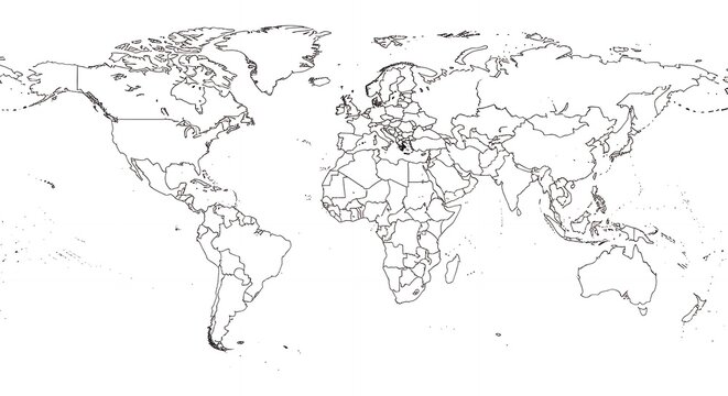 Outline political world map illustration