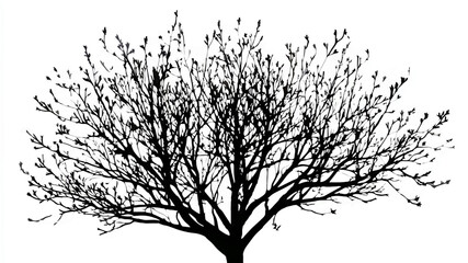 Obraz premium Bare Tree Silhouette Against White Background