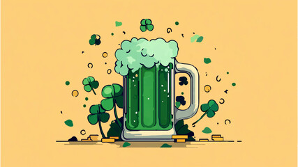Green Beer in Mug for St Patrick's Day Celebration


