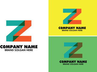 Modern corporate letter Z ribbon identity for tech or media, vector logo template