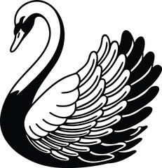 Detailed swan icon silhouette graphic © Sariful