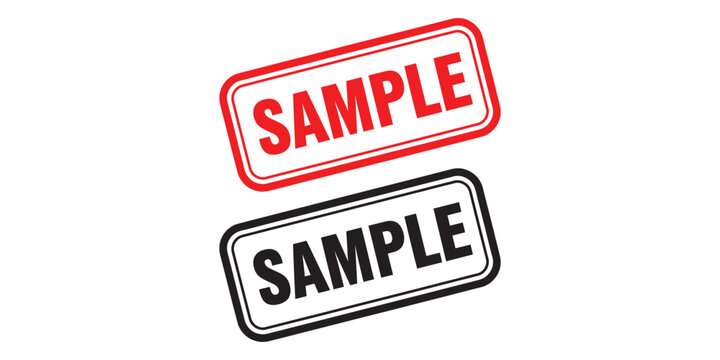 Two sample stamps with red and black text on white background