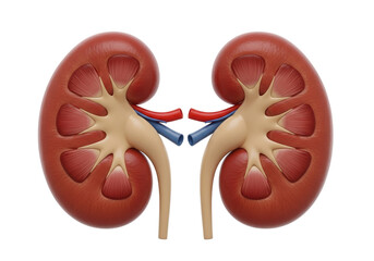 Human kidneys anatomy with renal artery and vein