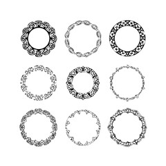 Obraz premium Hand Drawn Celtic Circle Frames - Vintage Round Ornaments for Design