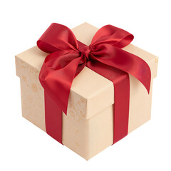 Obraz premium Gift Box With Red Ribbon and Intricate Design on a Flat Surface