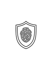 Fingerprint security shield icon for protection authentication and privacy