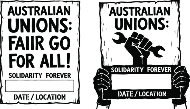 Labor rights protest sign vector template design