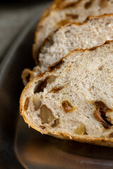 Naklejka premium Cross-section of handmade natural yeast longan and walnut bread
