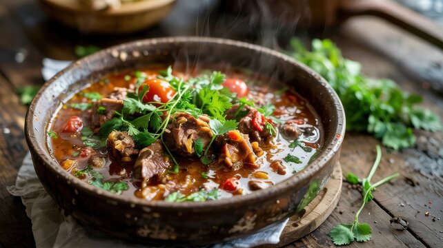 A dish of Georgian cuisine.
Chakapuli is one of the most exquisite and fragrant dishes of Georgian cuisine, which is traditionally considered springtime.