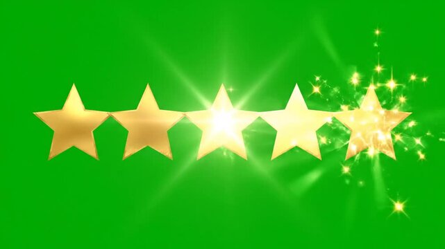 Golden stars displayed against a vibrant green background for rating concept