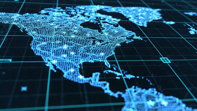 Global network connection with abstract world map and data points