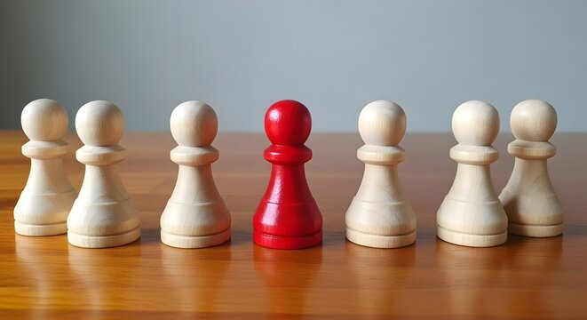 Red pawn chess leadership strategy different unique stand out individuality concept success game