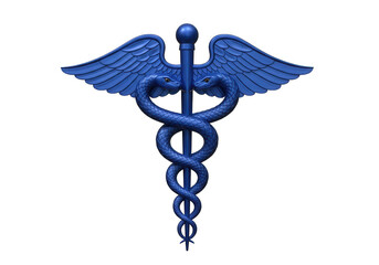 Caduceus symbol with wings and snakes