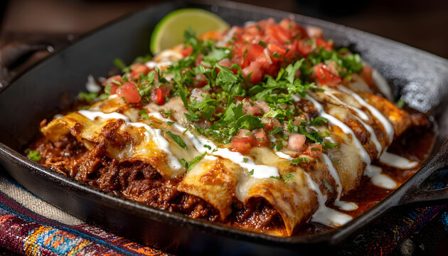 Enchilada Euphoria, Capture the comfort and indulgence of enchiladas filled with tender meat, cheese, and smothered in flavorful sauce
