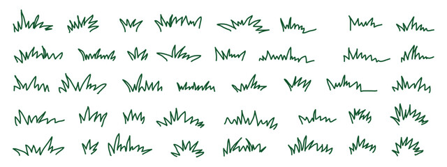 Grass icon outline nature symbol, Minimal black outline illustration of stylized grass or plant tuft, symbolizing nature, growth, landscaping, or eco concepts in icon form. Grass vector collection. 