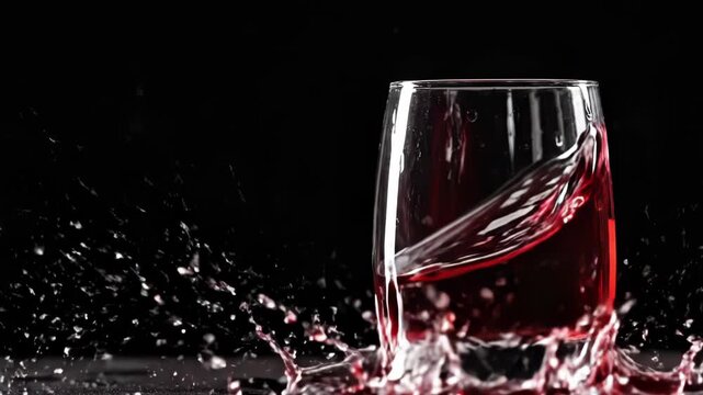 Fresh Splash of Red Liquid in Clear Glass Container