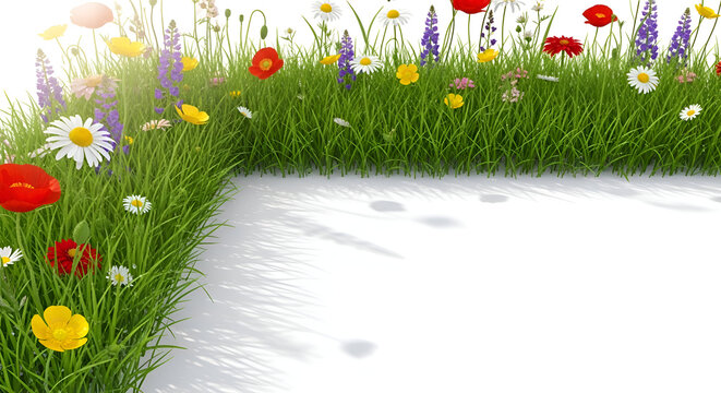 grass flowers meadow garden nature green blossoms blossoming spring summer outdoor fresh beauty colorful vibrant lawn yard landscaping decor home decals wallpaper illustration