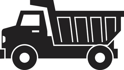 Black and white dump truck silhouette isolated on white background representing heavy machinery, industrial transport, construction equipment, logistics services, and civil engineering work. © Empowerment angle 