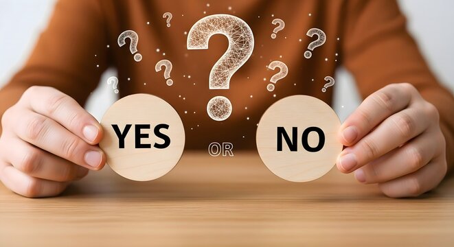 Making decisions yes or no choice concept dilemma confusion uncertainty options questions decisions