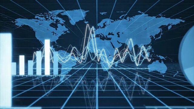 Global data analysis visualization with bar line and pie chart