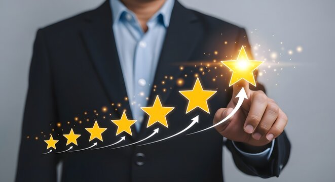 Rating stars customer satisfaction business excellence quality service achievement success rate