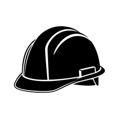 Fototapeta premium Black and white illustration of a construction worker s protective helmet