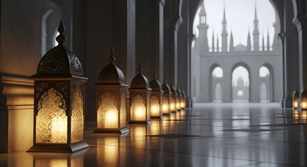 Ramadan nights a spiritual journey through lanlit mosque interiors during fasting month