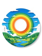 Obraz premium Vibrant sunset landscape with rainbow colors and serene natural scenery