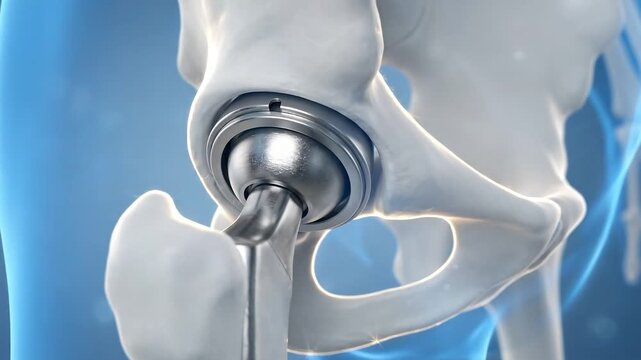 Hip Replacement Close-up: Surgical Implant Animation