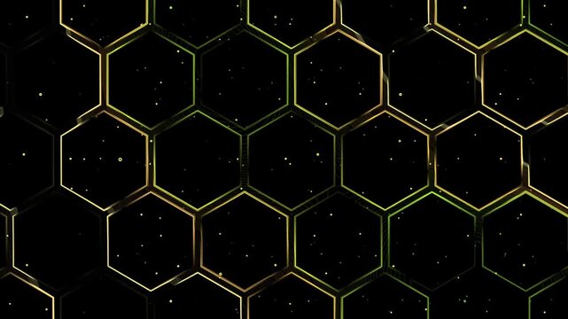 Luxury Golden Hexagon Pattern on Dark Background for Premium Technology and Corporate Design