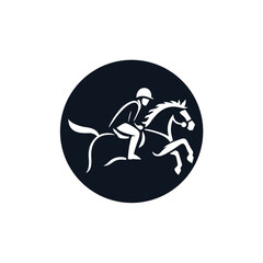 Jockey Riding Horse in Motion Silhouette.