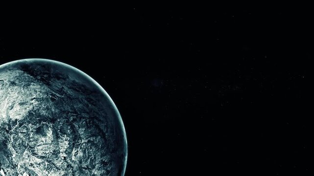 Detailed view of the 3d realistic haumea planet against a starry night sky