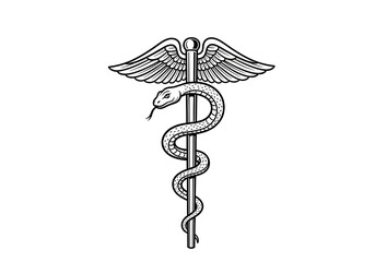 Medical symbol with snake and wings