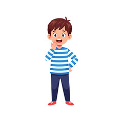 Fototapeta premium Happy Boy in Striped Shirt