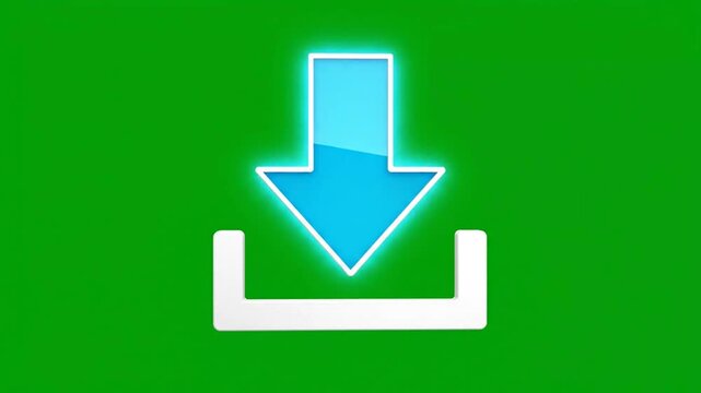 White download arrow icon on green background for digital concepts
