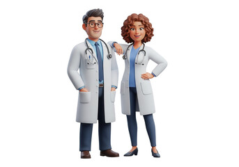 Confident male and female doctors standing together