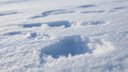 Obraz premium Snowy Ground with Footprints and Holes.
