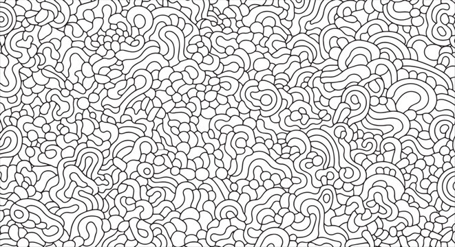 Intricate Abstract Doodle Pattern Coloring Page with Fluid Tangled Lines