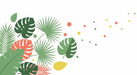 Vibrant Tropical Leaves and Abstract Shapes Composition. © Dalijo