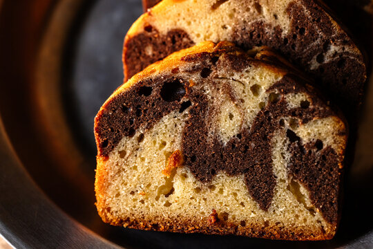 Exquisite handmade marble pound cake slices