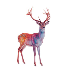 Fototapeta premium Colorful Deer Standing in a Plain Setting With Bright Colors on Its Body During Daylight Hours