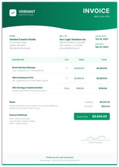 "A crisp, high-contrast digital invoice layout featuring a vibrant orange and white color palette. The aesthetic is clean, modern, and professional, emphasizing organized typographic hierarchy 