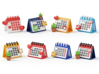 Fototapeta premium Colorful desktop calendars with decorative accents