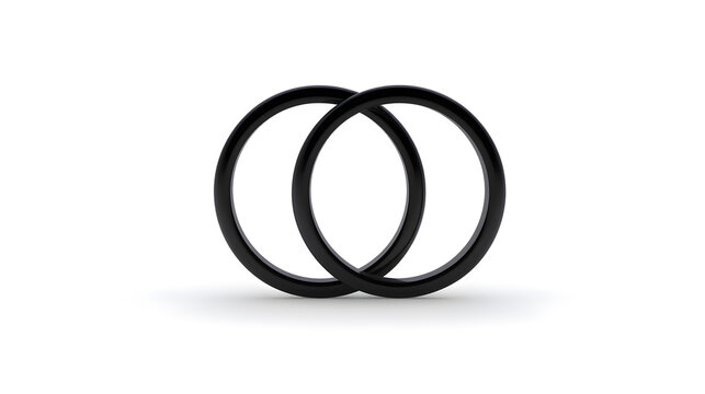 Intertwined Rings: Two sleek, dark rings interlock seamlessly, symbolizing the unbreakable bond and unity. Their simple yet elegant design evokes ideas of partnership, connection, and commitment.